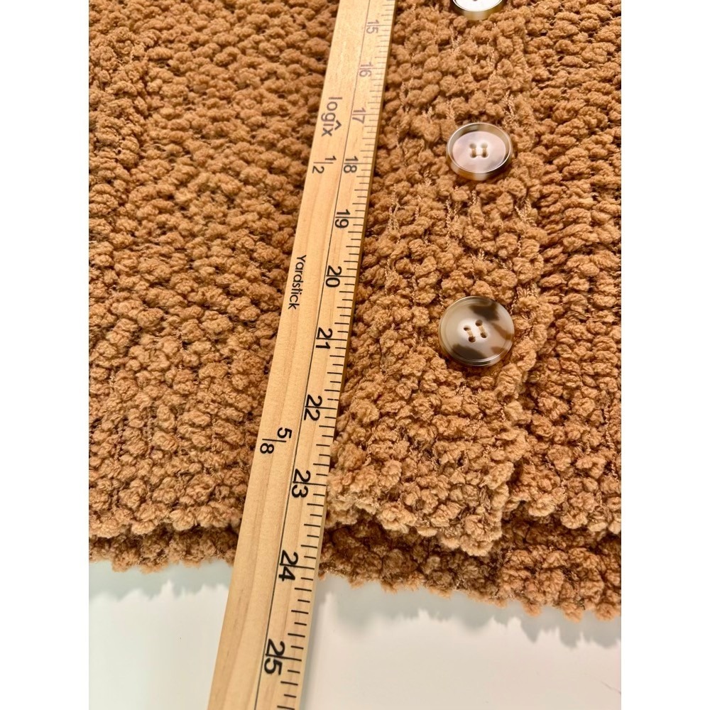 Zenana Popcorn Knit Cardigan Button Front Pocket Camel Brown XL Teddy Oversized - Picture 8 of 14